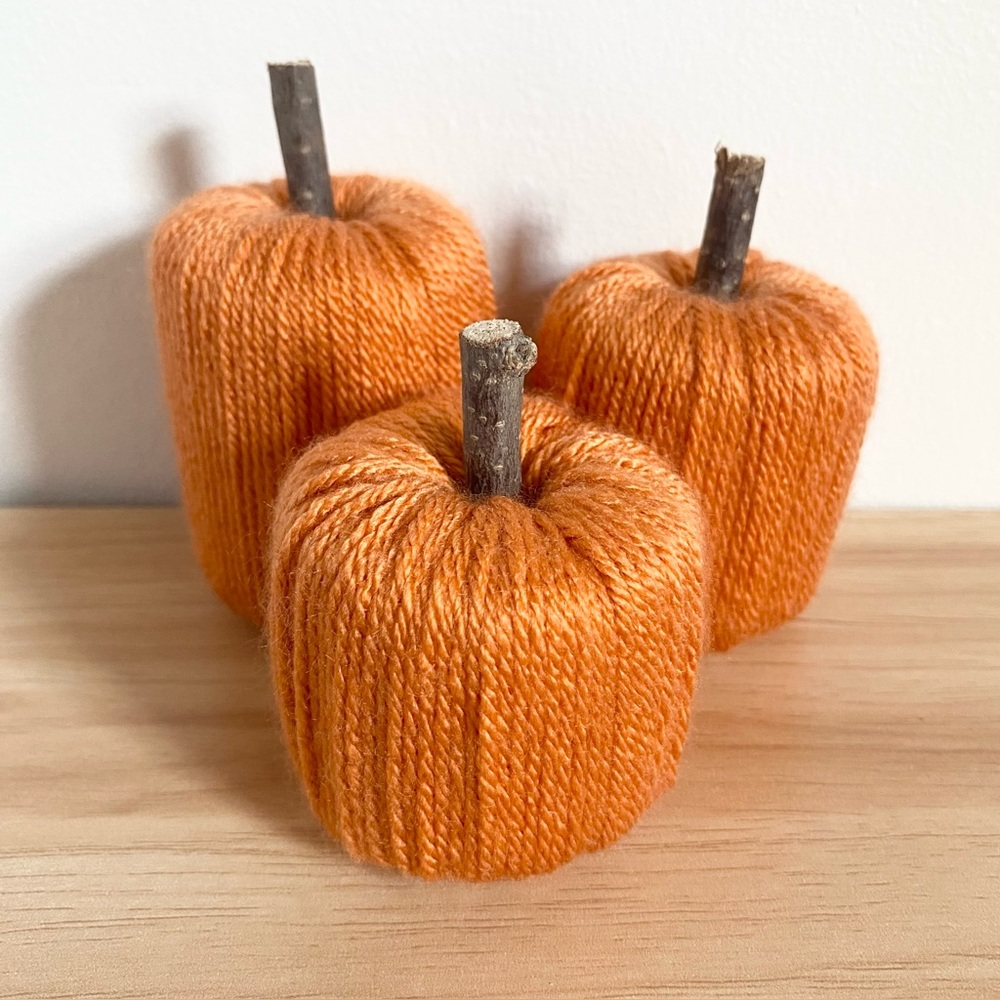 Orange Pumpkin Handmade Fall Decor Set of 3